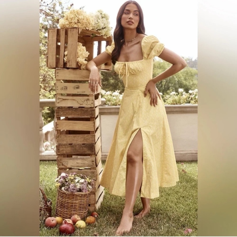 Tallulah Puff Sleeve Midi Dress . Size S